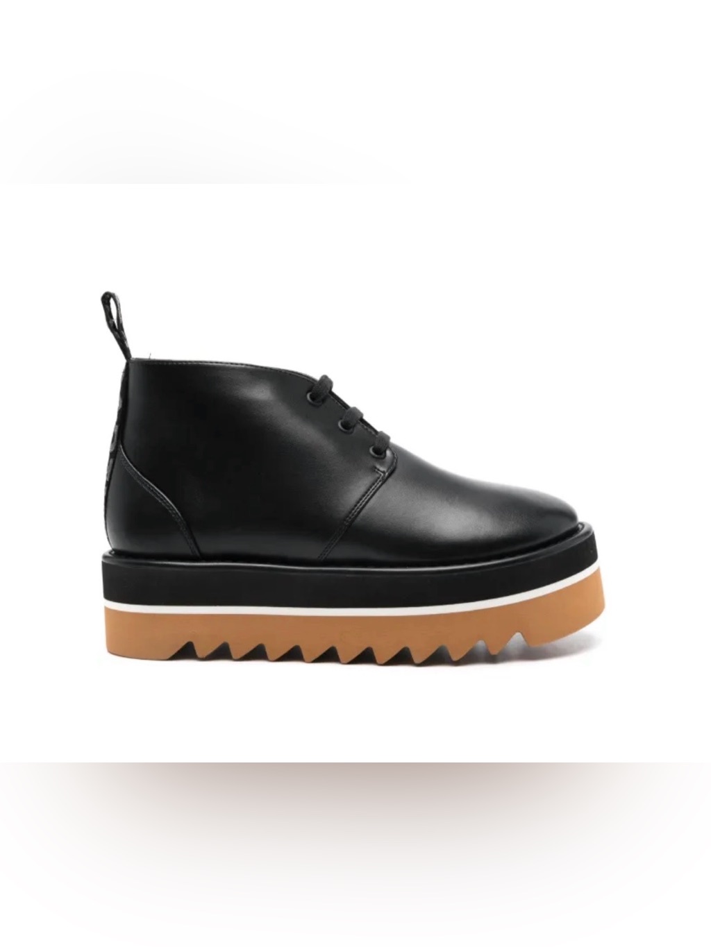 Stella Mccartney Black Leather Chukka With Gum Serrated Sole